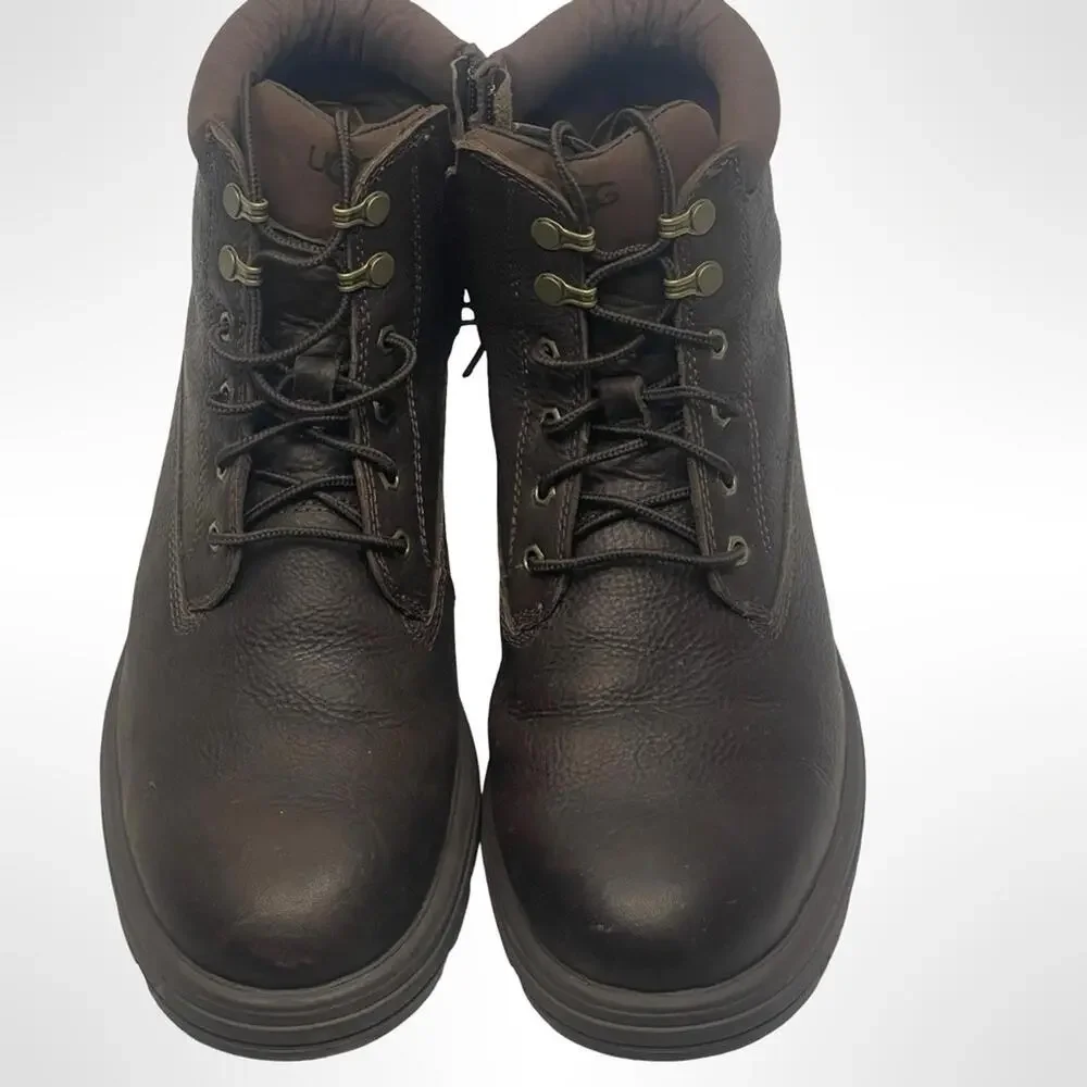 UGG Men's Dark Brown Leather Boots NWOT size 11 - Picture 3 of 7